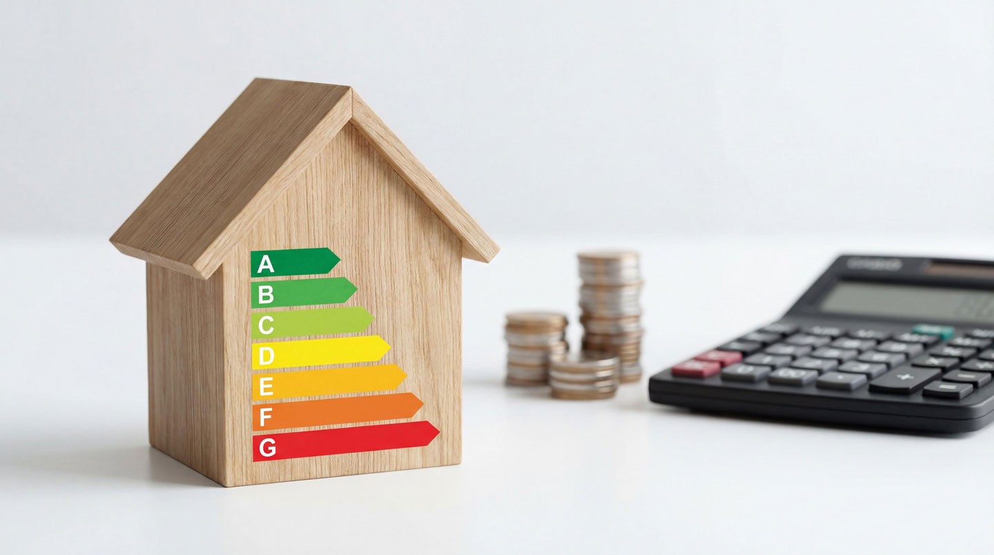 Illustration isométrique d'une check-list verte avec une maison, des documents et un arbre, représentant les conditions écologiques du prêt